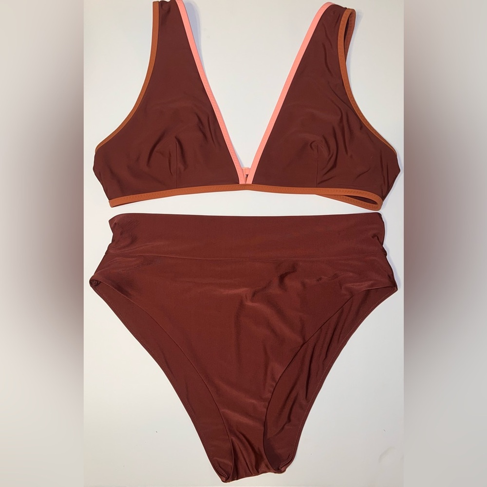Aerie 2 Piece Set Scoop Neck Bikini High Cut Cheeky Bottoms XXL